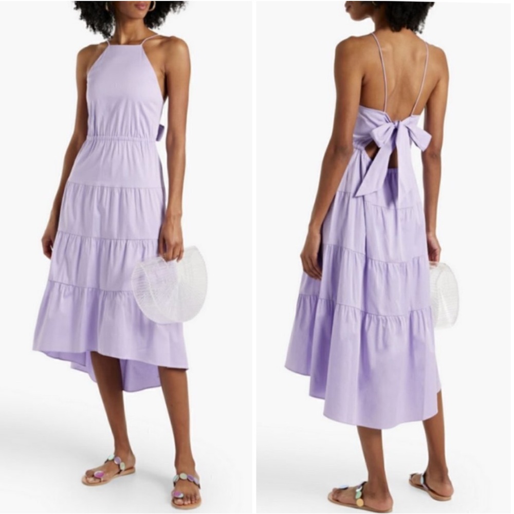 Alice + Olivia‎ | Cotton Hartley Tie-back Lavender Midi Dress - Picture 2 of 4